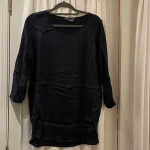 Vince navy silk crew neck blouse S